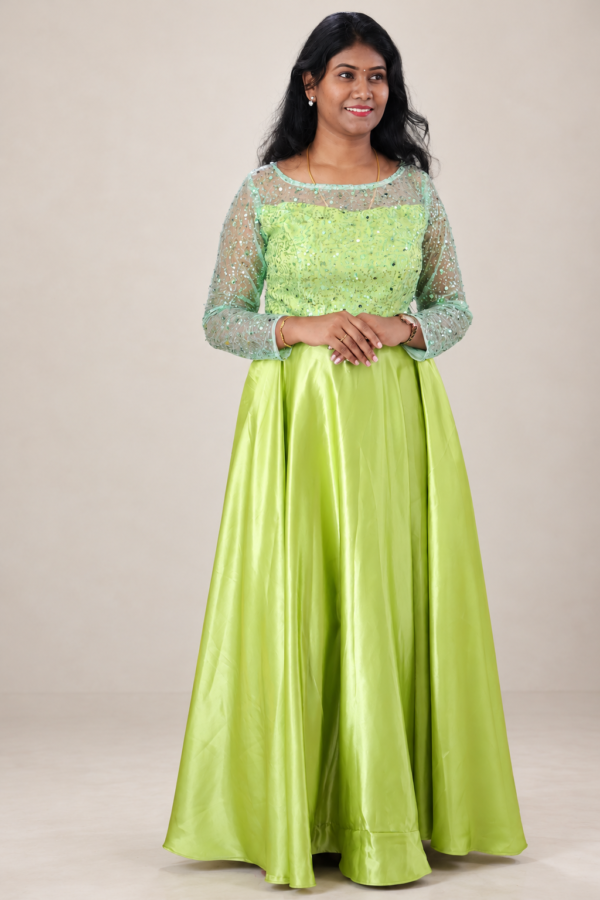 Lime Green Sequined Gown