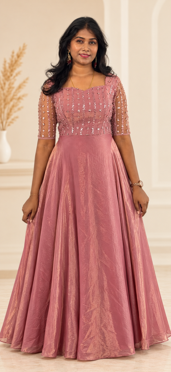 Mauve Embroidered Gown